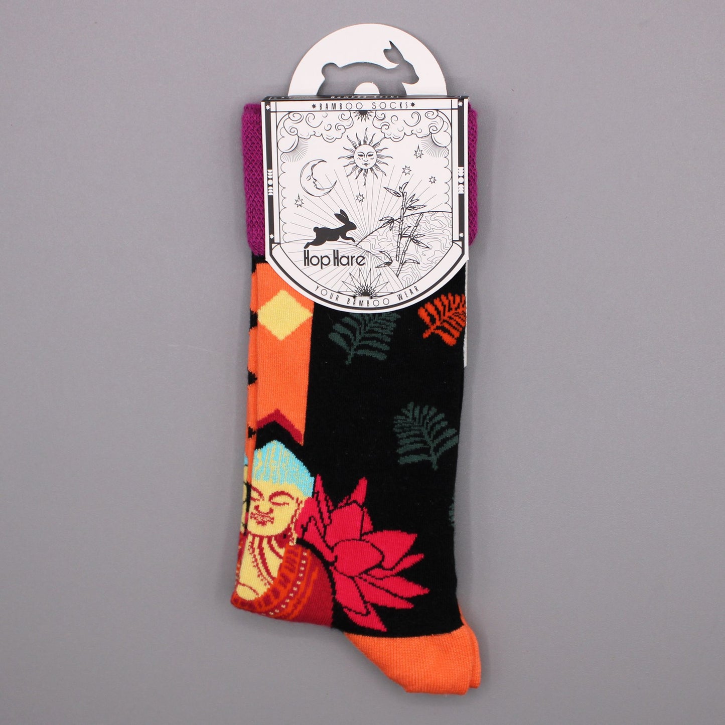 Hop Hare Bamboo Socks S/M - Pink Buddha & Lotus 